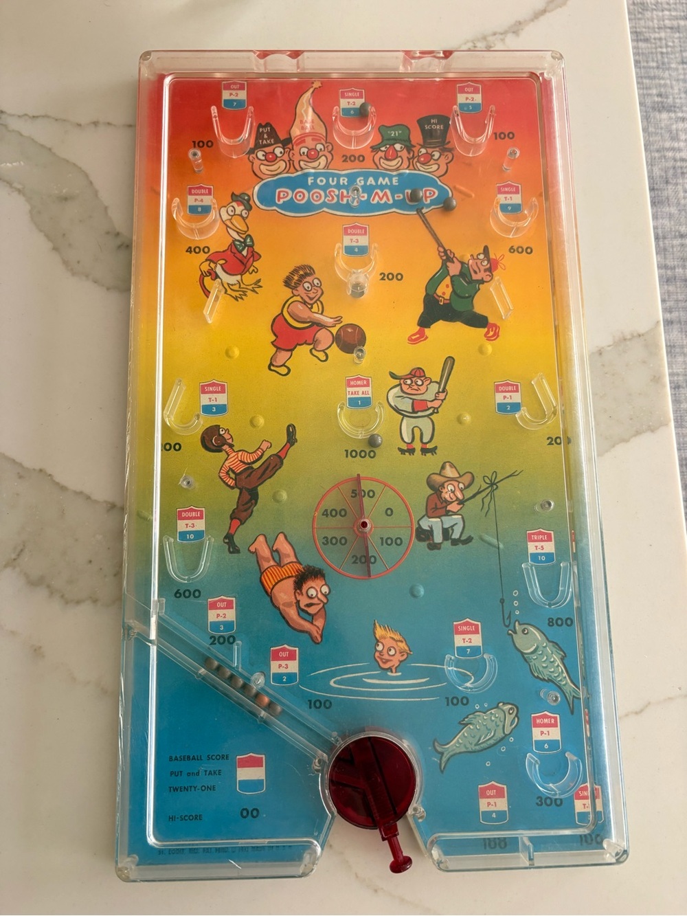 Northwestern Products Co. "Four Game Poosh-M-Up" tabletop pinball machine